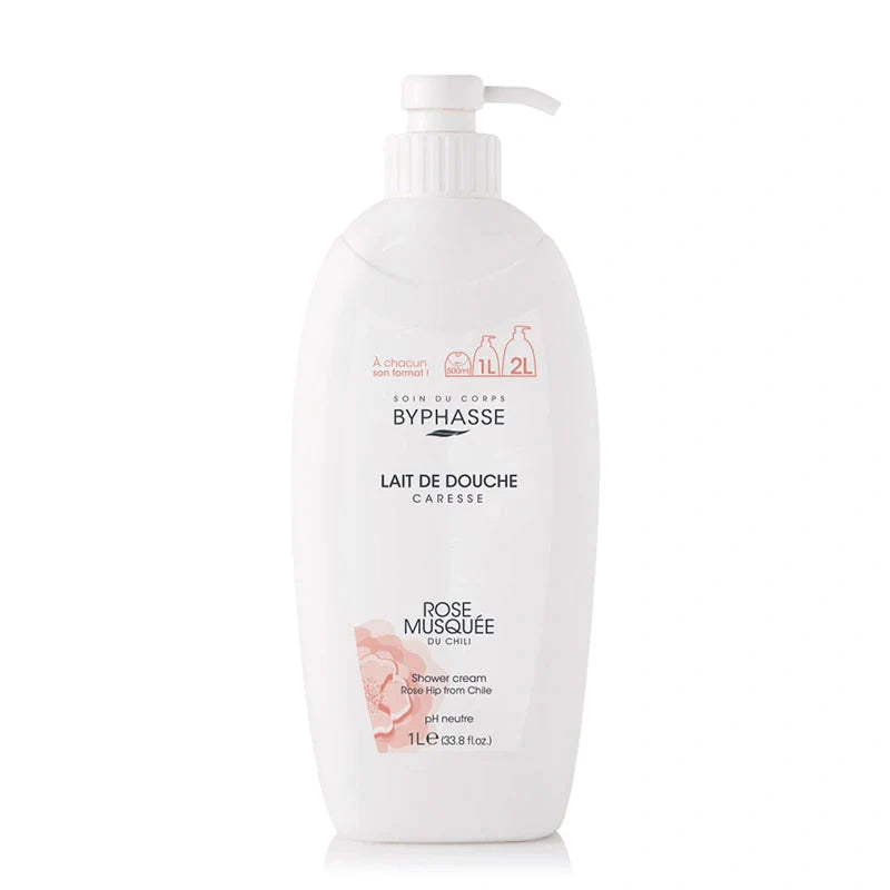 Byphasse Caresse lait de douche rose musquée 