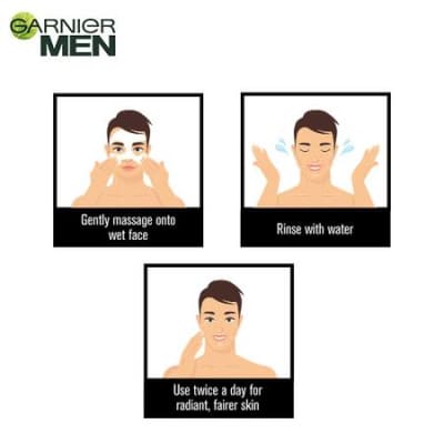 Garnier Men Power White Anti-Pollution Double Action Face Wash 100g saffronskins 