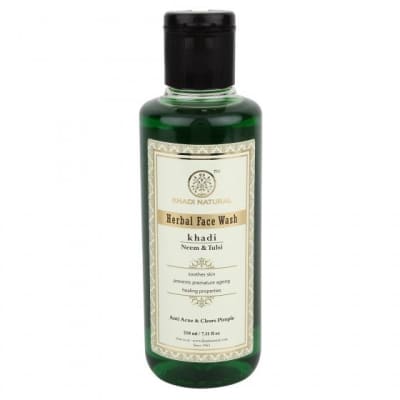 Khadi Natural Neem & Tulsi Face Wash 210ml saffronskins 