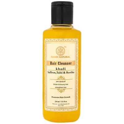 Khadi Natural Saffron, Tulsi & Reetha Hair Cleanser 210ml saffronskins 