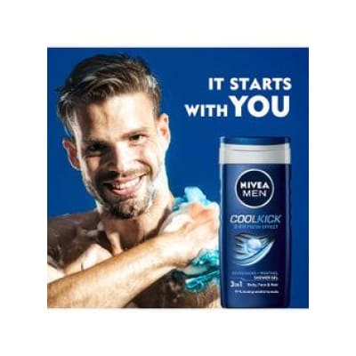 Nivea Men Cool KIck 24H Fresh Effect Shower Gel 250m saffronskins.com™ 