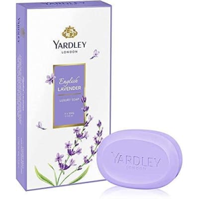 Yardley London English Lavender Soap, Long lasting, rich and creamy lather, beautiful scented fragrance, lavender colour, 100 gm , Pack of 3 saffronskins.com 